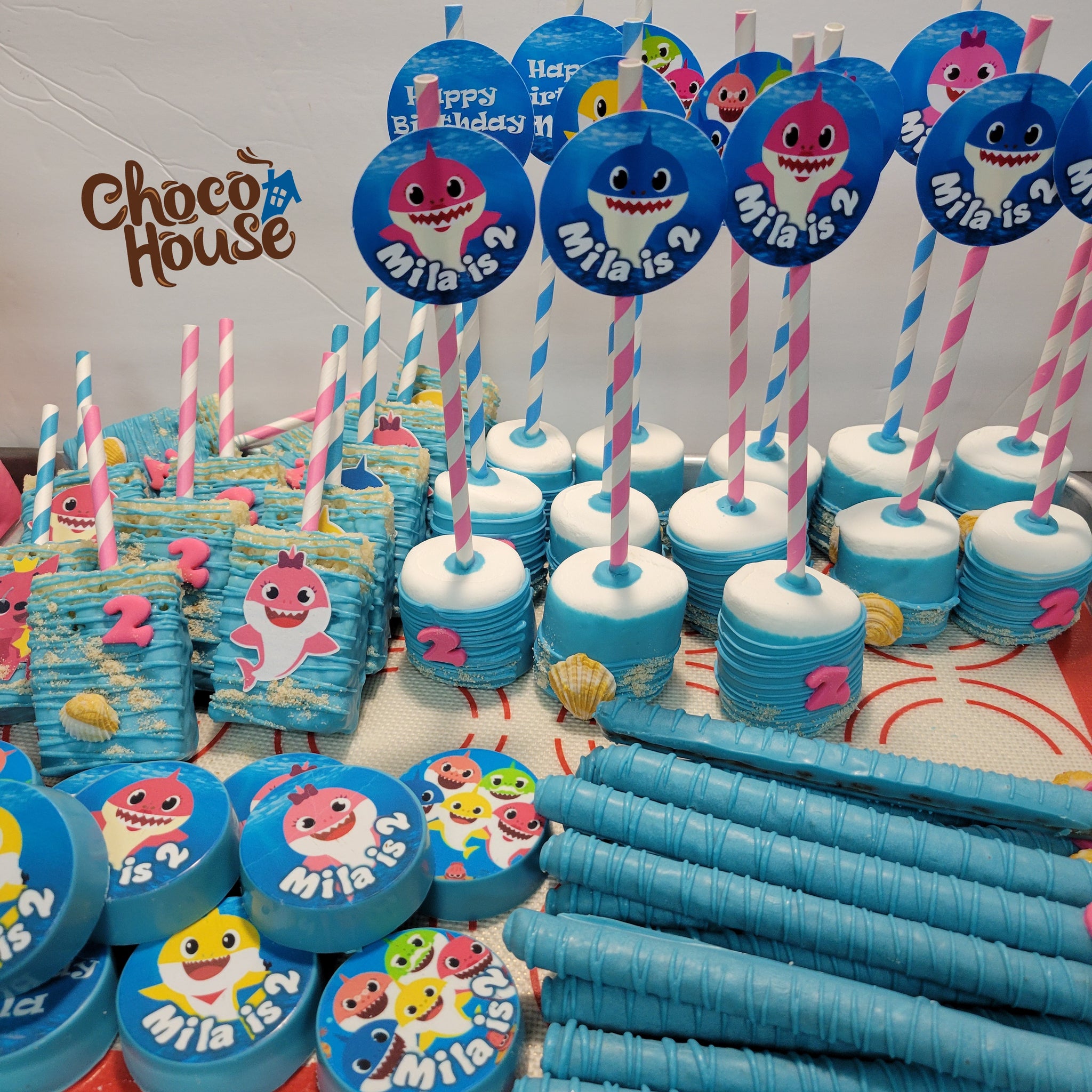 Baby Shark Treats Bundle. Birthday party treats. 48 pieces. – Choco House By Laura